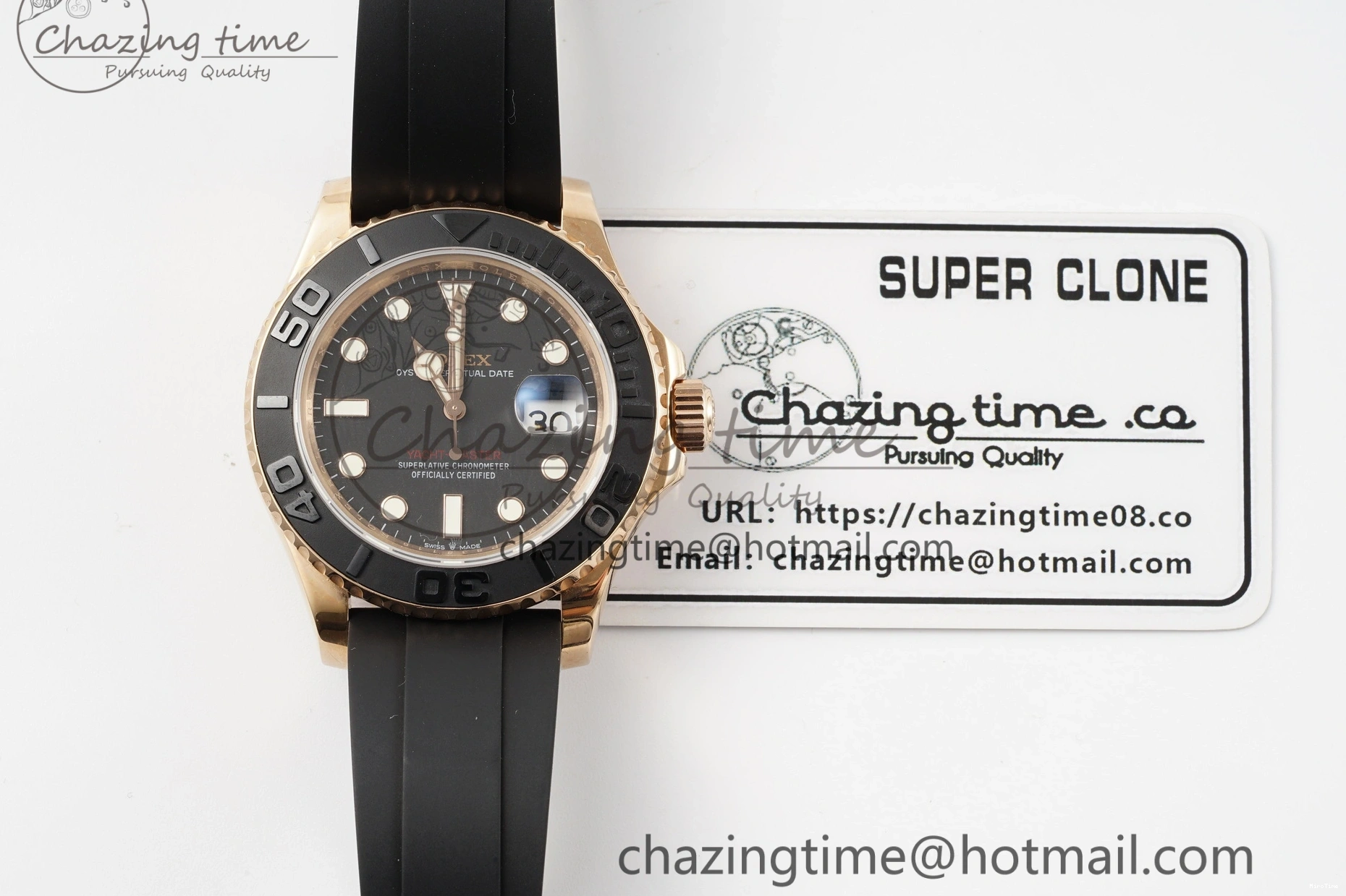 MiroTime 0213 RelaxedFit Yacht-Master 126655 RG APSF Best Edition Black Dial on Black Rubber Strap A 1949